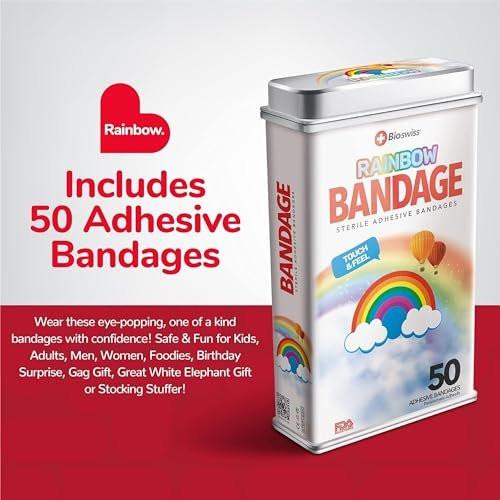 BioSwiss Pflaster, Regenbogenförmige selbstklebende Wundpflaster, Latexfrei, steril, 50 Stück