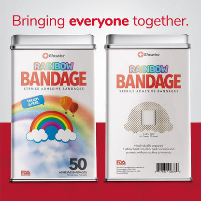 BioSwiss Pflaster, Regenbogenförmige selbstklebende Wundpflaster, Latexfrei, steril, 50 Stück