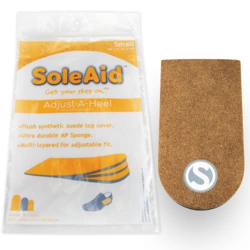 SoleAid Adjust-A-Heel – Höhenverstellbare Fersenerhöhung für Beinlängendifferenz & Achillessehnenentzündung, Einzelpackung (Klein: Herren 3-7 / Damen 5-10), Hergestellt in den USA
