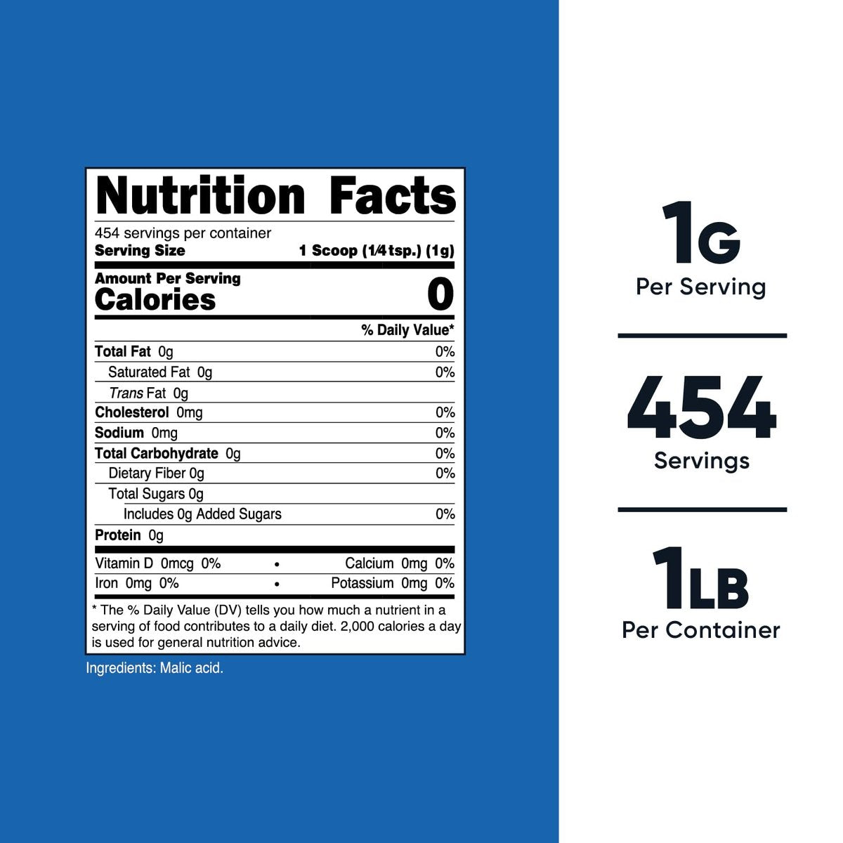 Nutricost Äpfelsäure Pulver 454 g (1 lb) – Glutenfrei, Nicht-GVO