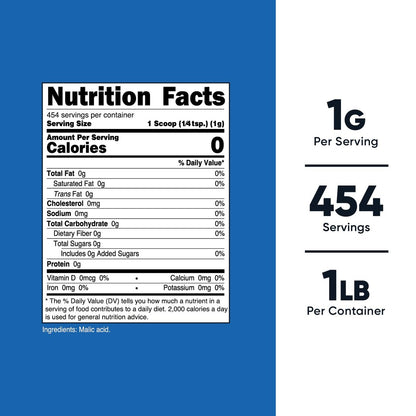 Nutricost Äpfelsäure Pulver 454 g (1 lb) – Glutenfrei, Nicht-GVO