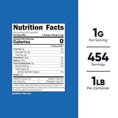 Nutricost Äpfelsäure Pulver 454 g (1 lb) – Glutenfrei, Nicht-GVO