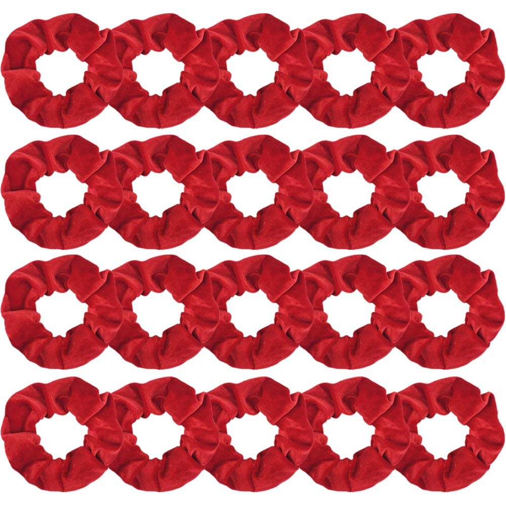 Didder 20 Stück Samtweiche Haargummis in Rot – Haarscrunchies für Frauen und Mädchen, perfekt als Geschenk