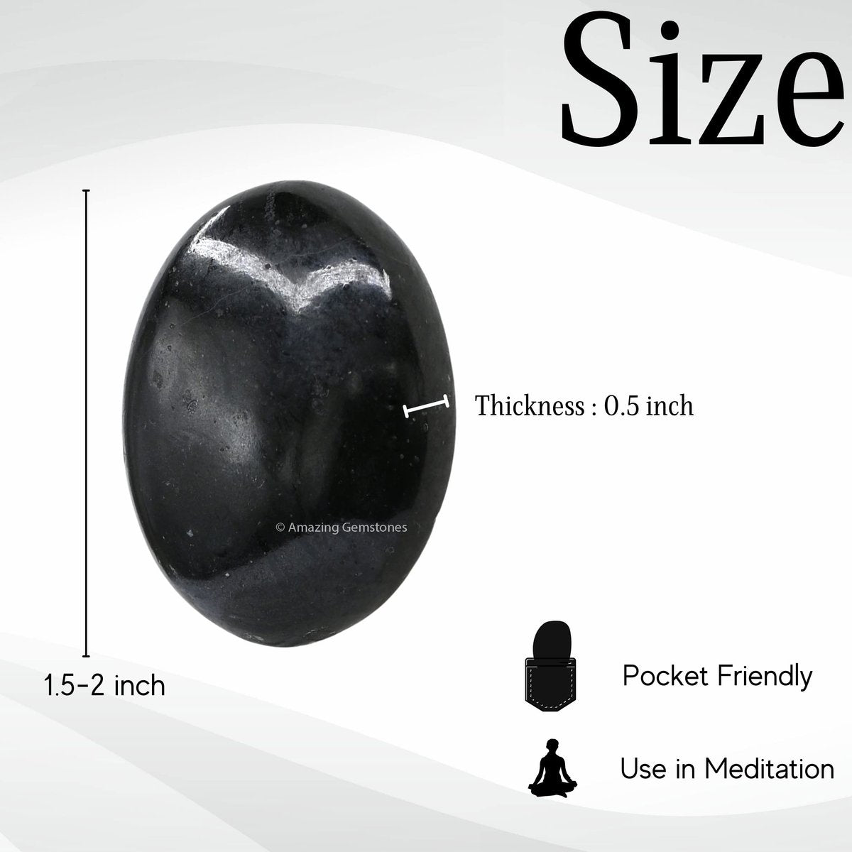 Schwarzer Turmalin Heilstein – Großer Handschmeichler für Glück, positive Energie & Meditation – Ideal als Geschenk für Frauen & Männer
