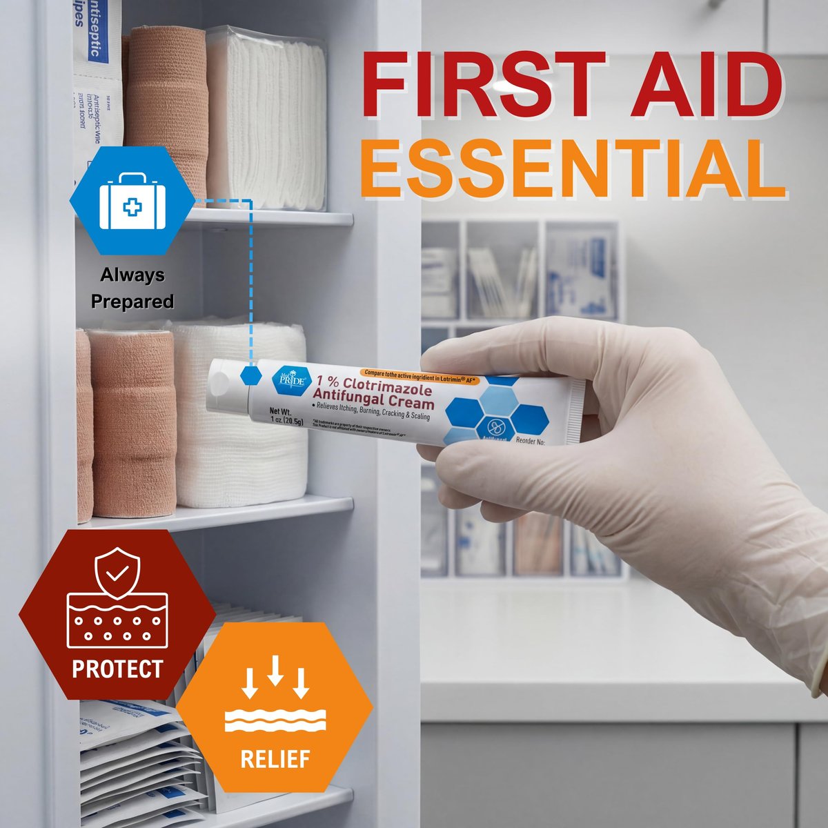 MED PRIDE Clotrimazol Antimykotische Creme 1%, 4er-Pack – Bulk-Behandlung gegen Fußpilz, Juckreiz in der Leistengegend, Ringelflechte, juckende Haut, Rötung, Schuppung und Rissbildung – Maximale Stärke bei Pilzbefall