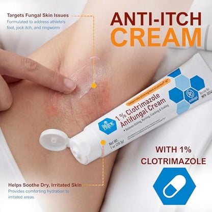MED PRIDE Clotrimazol Antimykotische Creme 1%, 4er-Pack – Bulk-Behandlung gegen Fußpilz, Juckreiz in der Leistengegend, Ringelflechte, juckende Haut, Rötung, Schuppung und Rissbildung – Maximale Stärke bei Pilzbefall
