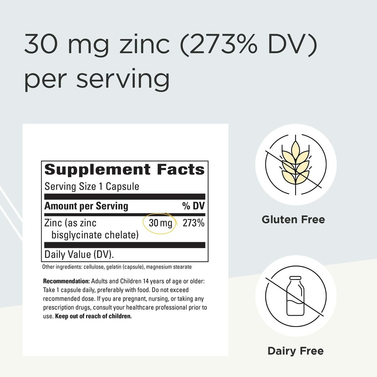 Integrative Therapeutics Zinkchelat – Antioxidantien-Unterstützung & gesunde Immunfunktion* – Mineralstoffergänzung mit cheliertem Mineral – Laktosefrei & glutenfrei – 100 Kapseln (100 Portionen)