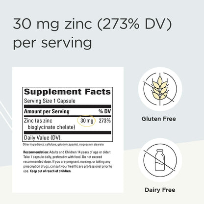 Integrative Therapeutics Zinkchelat – Antioxidantien-Unterstützung & gesunde Immunfunktion* – Mineralstoffergänzung mit cheliertem Mineral – Laktosefrei & glutenfrei – 100 Kapseln (100 Portionen)