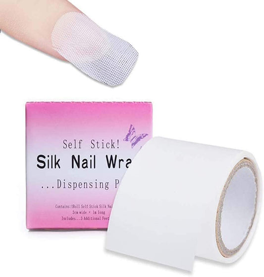 1 Rolle Nail Repair Fiberglas-Silk Wrap Selbstklebend Anti-Beschädigung DIY Stark Schützen Verstärken Verlängerung Aufkleber, Nagelreparatur Nagelverstärker Nagelschützer Nagelkunstwerkzeug für Zuhause oder Salon