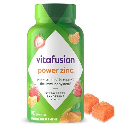 Vitafusion Power Zinc Gummis – Immununterstützung mit Erdbeer-Mandarinen-Geschmack, 90 Stück