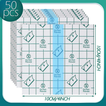 BBTO 50 Stücke Transparente Klarsicht-Pflaster, wasserdicht, dehnbar, groß, 10x10 cm, PU-Folie, Wundauflagen