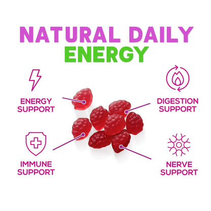 Vitamin B12 Gummis – 3000 mcg pro Portion Extra starke Energie B12 Gummibärchen für Stoffwechsel und Immununterstützung – Kaubare B-12 Nahrungsergänzung, natürliche, koffeinfreie Gummis, Beerengeschmack – 60 Gummis