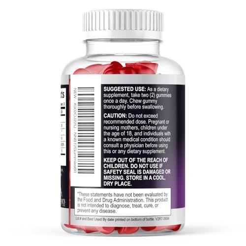 Vitamin B12 Gummis – 3000 mcg pro Portion Extra starke Energie B12 Gummibärchen für Stoffwechsel und Immununterstützung – Kaubare B-12 Nahrungsergänzung, natürliche, koffeinfreie Gummis, Beerengeschmack – 60 Gummis