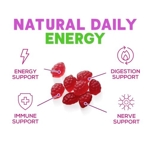 Vitamin B12 Gummis – 3000 mcg pro Portion Extra starke Energie B12 Gummibärchen für Stoffwechsel und Immununterstützung – Kaubare B-12 Nahrungsergänzung, natürliche, koffeinfreie Gummis, Beerengeschmack – 60 Gummis