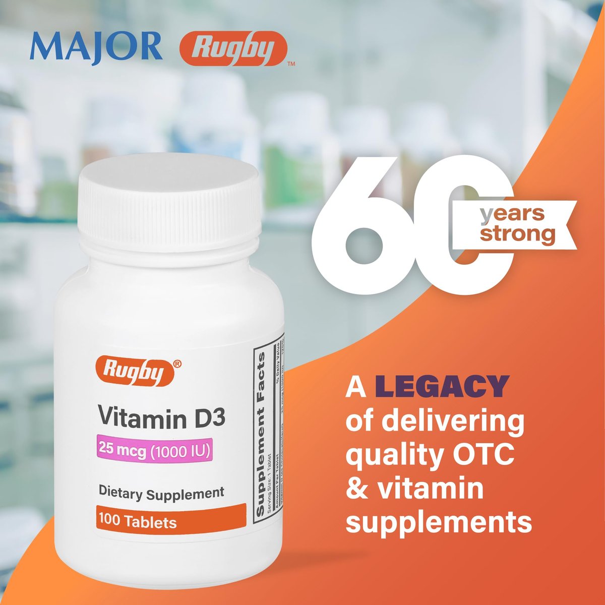 Rugby Vitamin D3 25 mcg (1.000 IE) – Nahrungsergänzungsmittel – 100 Tabletten