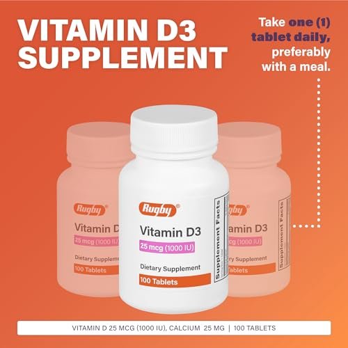 Rugby Vitamin D3 25 mcg (1.000 IE) – Nahrungsergänzungsmittel – 100 Tabletten