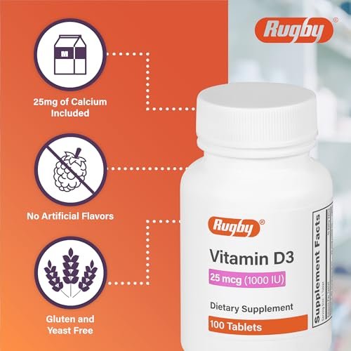 Rugby Vitamin D3 25 mcg (1.000 IE) – Nahrungsergänzungsmittel – 100 Tabletten