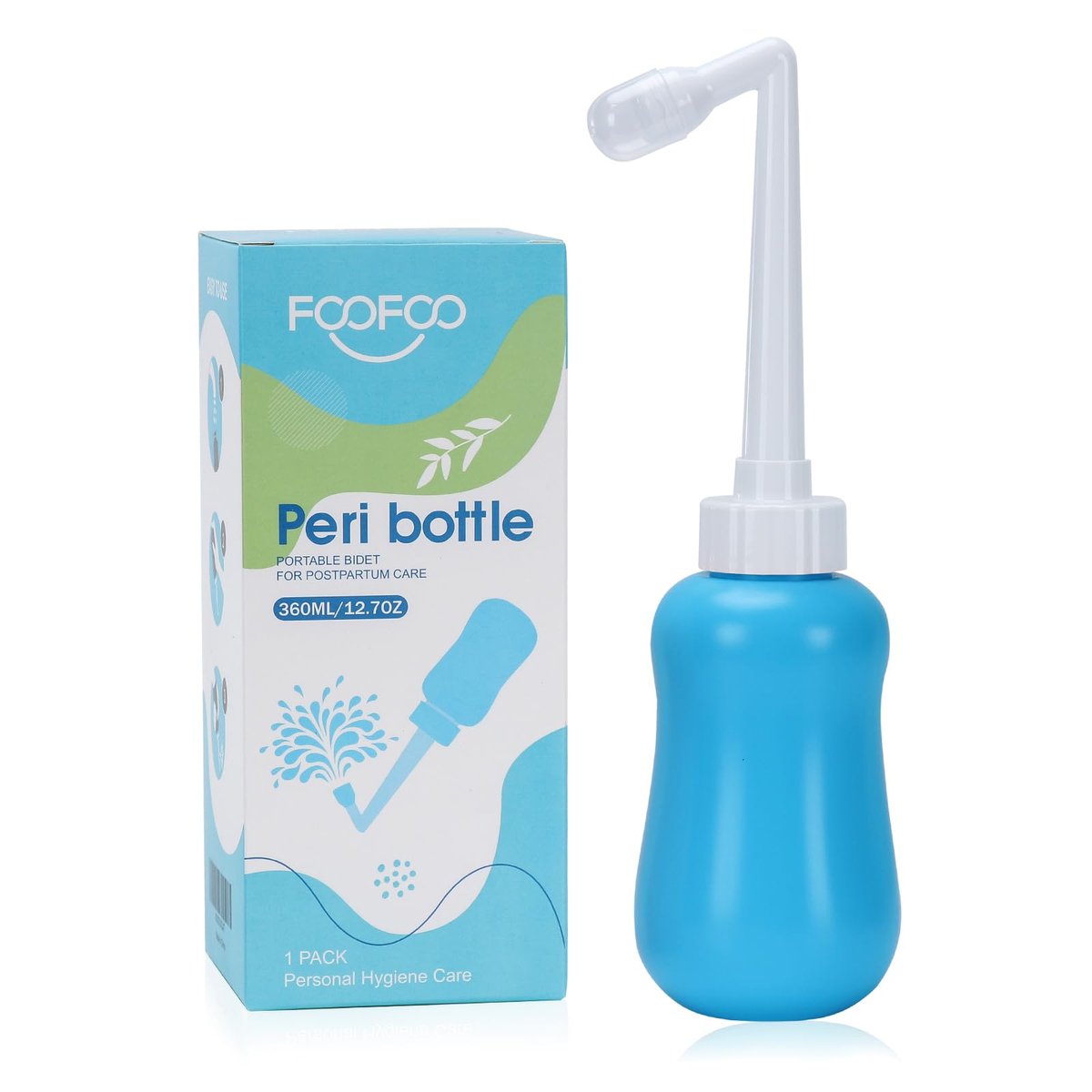FOOFOO Peri-Flasche für die Wochenbettpflege, 12 oz, Blau