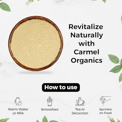 CARMEL ORGANICS Bio Ashwagandha Wurzelpulver (227 g) – USDA Bio, Laborgeprüft, Non-GMO & Glutenfrei | Withania Somnifera aus Indien