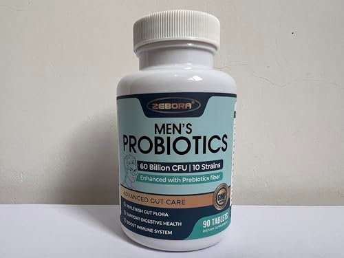 ZEBORA Probiotika für Männer und Präbiotika für die Verdauungsgesundheit, 90 Tabletten, 60 Milliarden KBE für Immun- und Darmgesundheit, 10 Stämme, hypoallergen, haltbar ohne Kühlung, gluten- und sojafrei