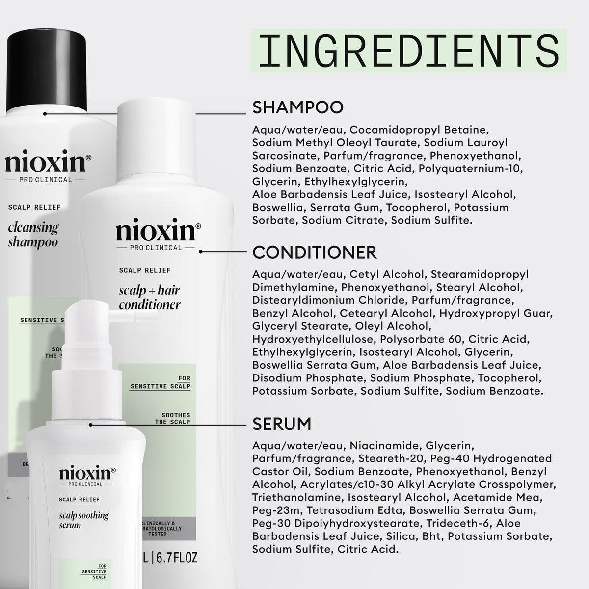 Nioxin Scalp Relief System Kit | Für empfindliche, juckende Kopfhaut | Mit Aloe Vera und Vitamin E | Probiergröße