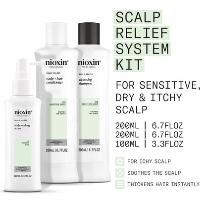 Nioxin Scalp Relief System Kit | Für empfindliche, juckende Kopfhaut | Mit Aloe Vera und Vitamin E | Probiergröße