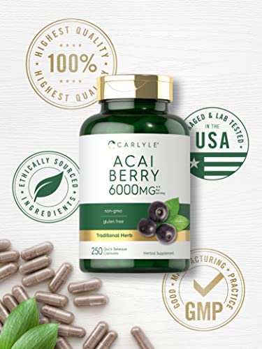Carlyle Acai-Beere Nahrungsergänzungsmittel | 250 Kapseln | Traditioneller Kräuterextrakt | Nicht-GVO & Glutenfrei