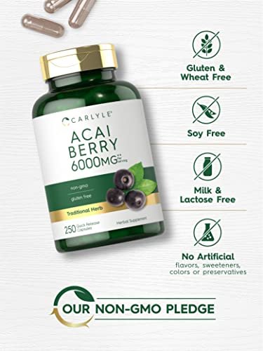 Carlyle Acai-Beere Nahrungsergänzungsmittel | 250 Kapseln | Traditioneller Kräuterextrakt | Nicht-GVO & Glutenfrei