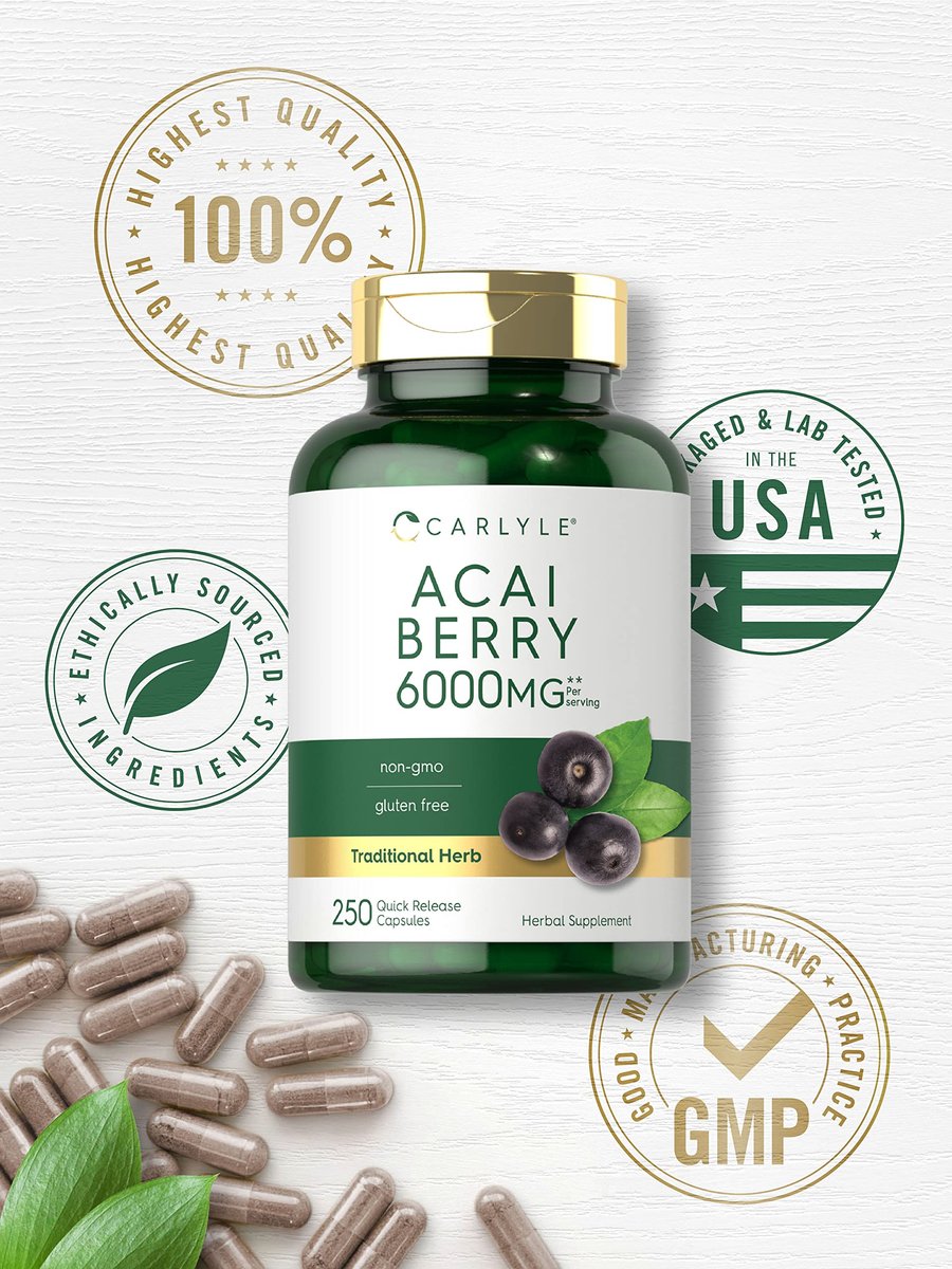 Carlyle Acai-Beere Nahrungsergänzungsmittel | 250 Kapseln | Traditioneller Kräuterextrakt | Nicht-GVO & Glutenfrei
