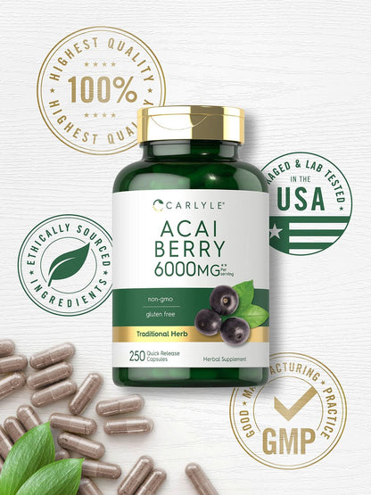 Carlyle Acai-Beere Nahrungsergänzungsmittel | 250 Kapseln | Traditioneller Kräuterextrakt | Nicht-GVO & Glutenfrei