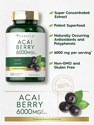 Carlyle Acai-Beere Nahrungsergänzungsmittel | 250 Kapseln | Traditioneller Kräuterextrakt | Nicht-GVO & Glutenfrei