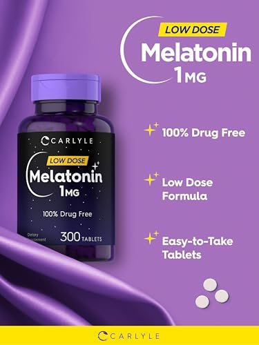Carlyle Melatonin 1 mg | 300 Tabletten | Niedrig dosiertes, pflanzliches Schlafmittel | Vegetarisch, Nicht-GVO, Glutenfrei