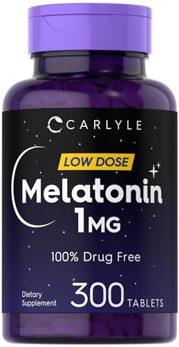 Carlyle Melatonin 1 mg | 300 Tabletten | Niedrig dosiertes, pflanzliches Schlafmittel | Vegetarisch, Nicht-GVO, Glutenfrei