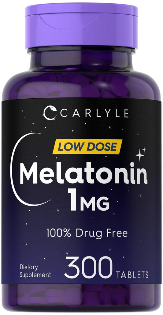 Carlyle Melatonin 1 mg | 300 Tabletten | Niedrig dosiertes, pflanzliches Schlafmittel | Vegetarisch, Nicht-GVO, Glutenfrei