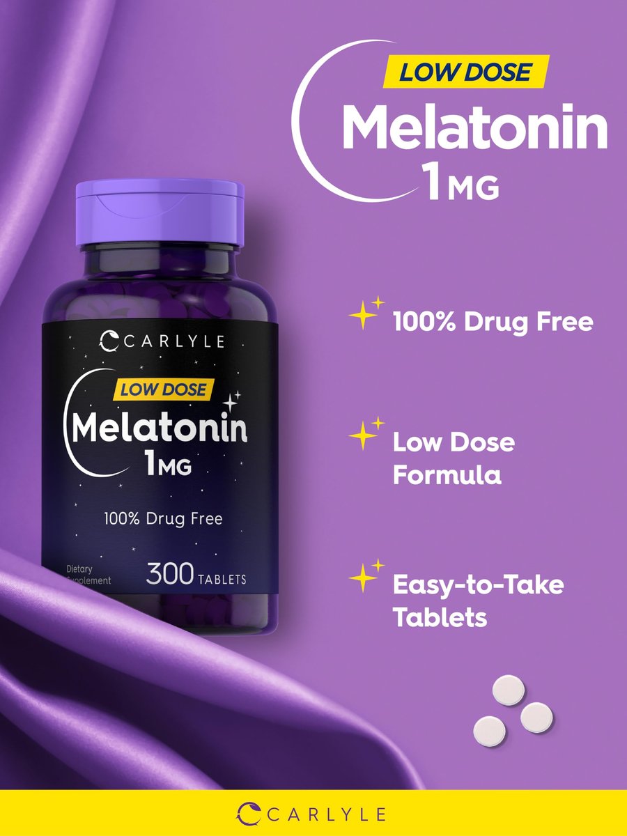 Carlyle Melatonin 1 mg | 300 Tabletten | Niedrig dosiertes, pflanzliches Schlafmittel | Vegetarisch, Nicht-GVO, Glutenfrei
