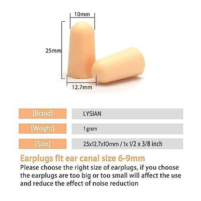 LYSIAN Ultraweiche Schaumstoff-Ohrstöpsel für Schlafen, Lärmunterdrückung - 38dB Rauschunterdrückung für Schnarchen, Arbeit, Schießen (Beige)