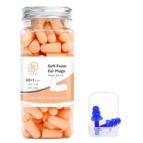 LYSIAN Ultraweiche Schaumstoff-Ohrstöpsel für Schlafen, Lärmunterdrückung - 38dB Rauschunterdrückung für Schnarchen, Arbeit, Schießen (Beige)
