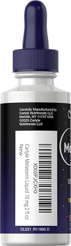 Carlyle Melatonin 10 mg | 60 ml flüssige Tropfen | Beerengeschmack | für Erwachsene | Nicht-GMO, vegetarisches Nahrungsergänzungsmittel