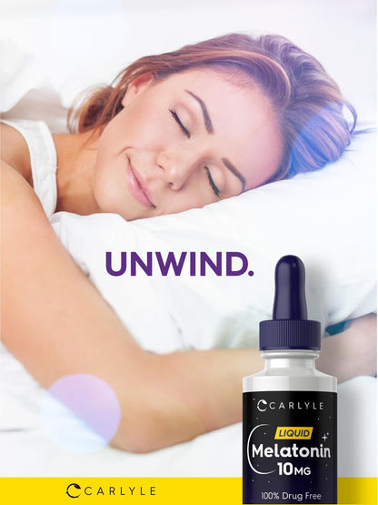 Carlyle Melatonin 10 mg | 60 ml flüssige Tropfen | Beerengeschmack | für Erwachsene | Nicht-GMO, vegetarisches Nahrungsergänzungsmittel