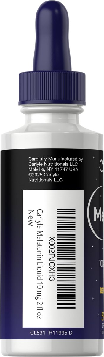 Carlyle Melatonin 10 mg | 60 ml flüssige Tropfen | Beerengeschmack | für Erwachsene | Nicht-GMO, vegetarisches Nahrungsergänzungsmittel