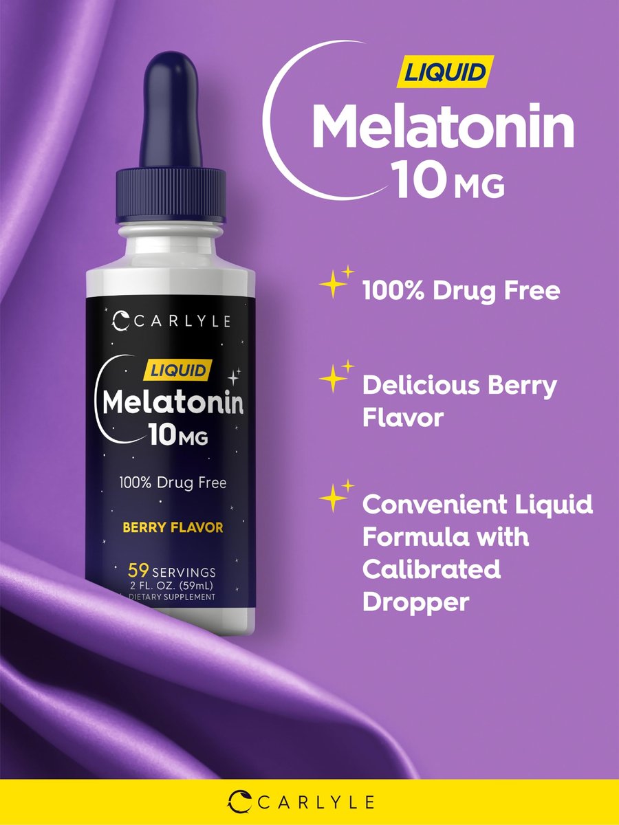 Carlyle Melatonin 10 mg | 60 ml flüssige Tropfen | Beerengeschmack | für Erwachsene | Nicht-GMO, vegetarisches Nahrungsergänzungsmittel