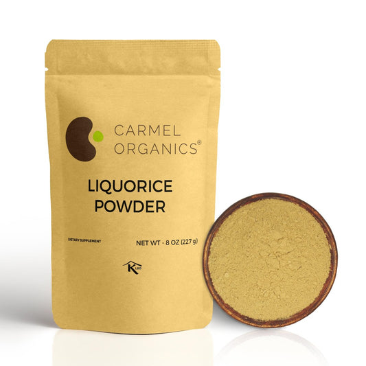 CARMEL ORGANICS Lakritzpulver - 230 g | Kräuterergänzung | Natürlicher Süßstoff und Verdauungshilfe | Nicht-GVO | Ohne Zusatzstoffe