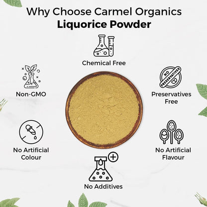 CARMEL ORGANICS Lakritzpulver - 230 g | Kräuterergänzung | Natürlicher Süßstoff und Verdauungshilfe | Nicht-GVO | Ohne Zusatzstoffe