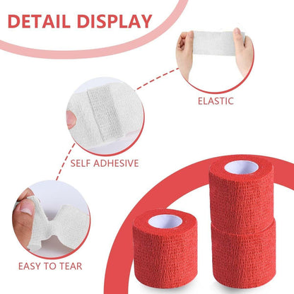 KISEER 15er-Pack 5 cm x 4,5 m Rote Selbstklebende Bandage, Atmungsaktive Kohäsive Bandagewickelrollen, Elastisches Selbsthaftendes Band für Sport, Handgelenk, Knöchel