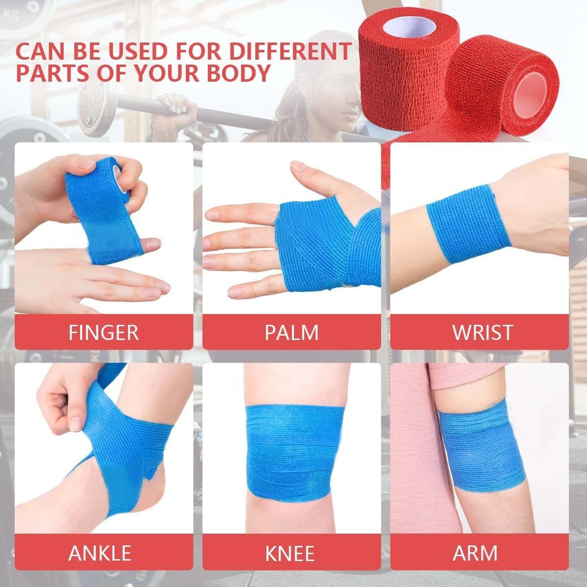 KISEER 15er-Pack 5 cm x 4,5 m Rote Selbstklebende Bandage, Atmungsaktive Kohäsive Bandagewickelrollen, Elastisches Selbsthaftendes Band für Sport, Handgelenk, Knöchel