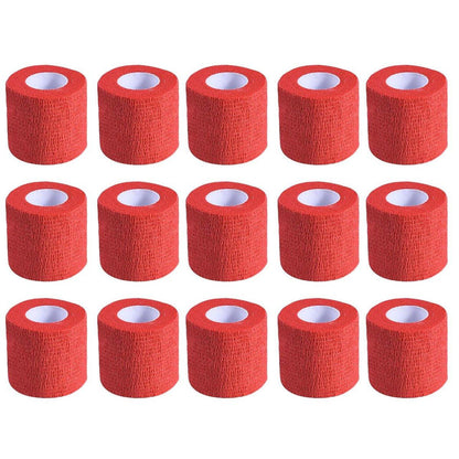 KISEER 15er-Pack 5 cm x 4,5 m Rote Selbstklebende Bandage, Atmungsaktive Kohäsive Bandagewickelrollen, Elastisches Selbsthaftendes Band für Sport, Handgelenk, Knöchel