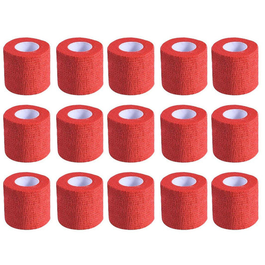 KISEER 15er-Pack 5 cm x 4,5 m Rote Selbstklebende Bandage, Atmungsaktive Kohäsive Bandagewickelrollen, Elastisches Selbsthaftendes Band für Sport, Handgelenk, Knöchel