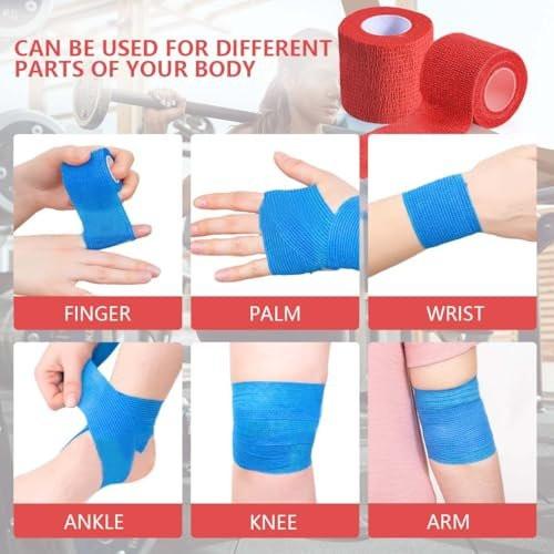 KISEER 15er-Pack 5 cm x 4,5 m Rote Selbstklebende Bandage, Atmungsaktive Kohäsive Bandagewickelrollen, Elastisches Selbsthaftendes Band für Sport, Handgelenk, Knöchel