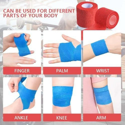 KISEER 15er-Pack 5 cm x 4,5 m Rote Selbstklebende Bandage, Atmungsaktive Kohäsive Bandagewickelrollen, Elastisches Selbsthaftendes Band für Sport, Handgelenk, Knöchel