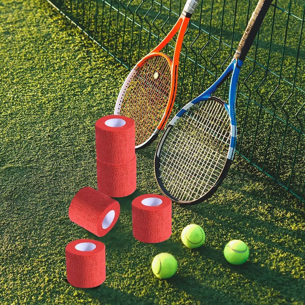 KISEER 15er-Pack 5 cm x 4,5 m Rote Selbstklebende Bandage, Atmungsaktive Kohäsive Bandagewickelrollen, Elastisches Selbsthaftendes Band für Sport, Handgelenk, Knöchel